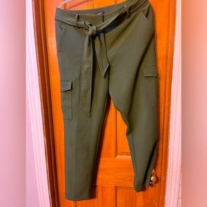 Loft Dressy Cargo Pants- belted tie
